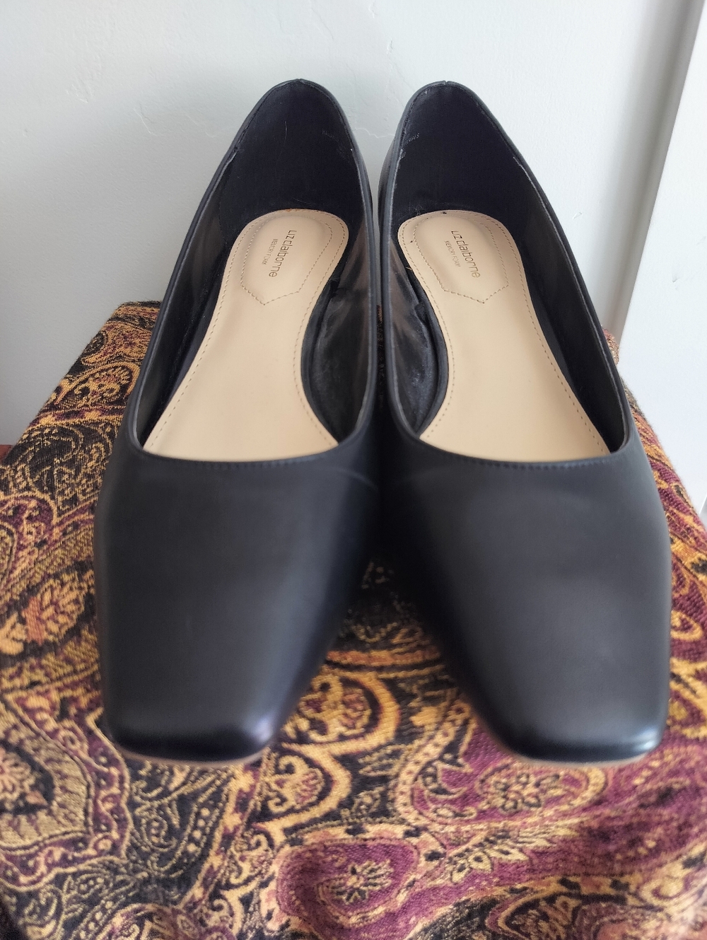 Liz Claiborne Women's 8.5 Black Square-Toe Block Pumps